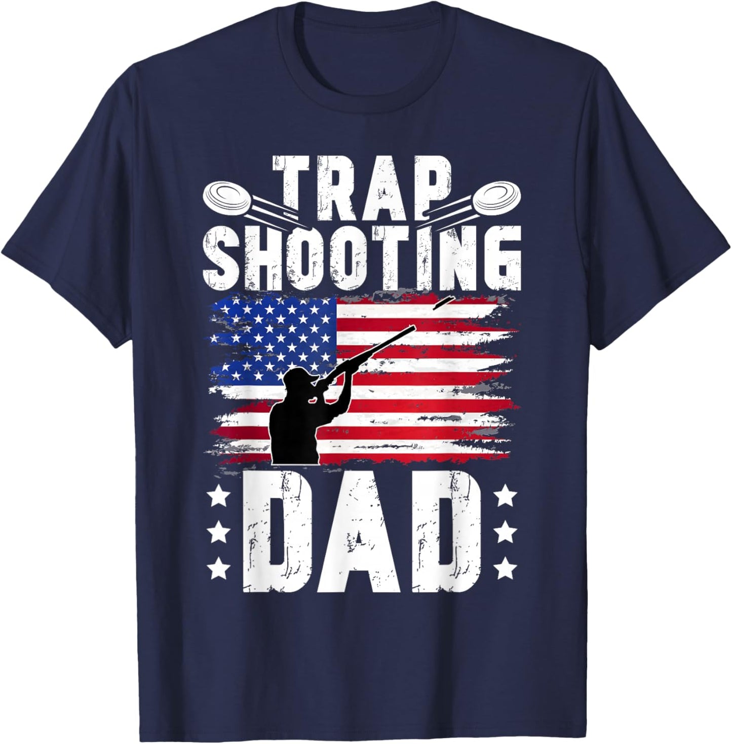Trap Shooting Dad US Flag Trap Shooting Father T-Shirt - T-Shirt | Navy