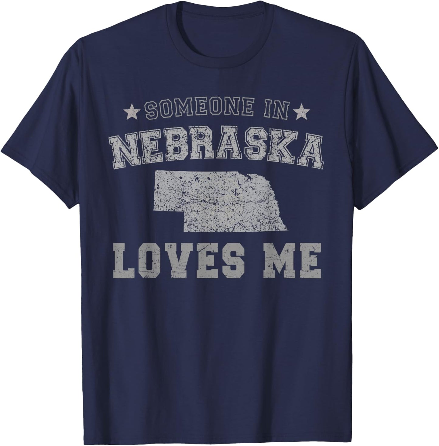 Someone In Nebraska Loves Me Heart Vintage State T-Shirt - T-Shirt | Navy