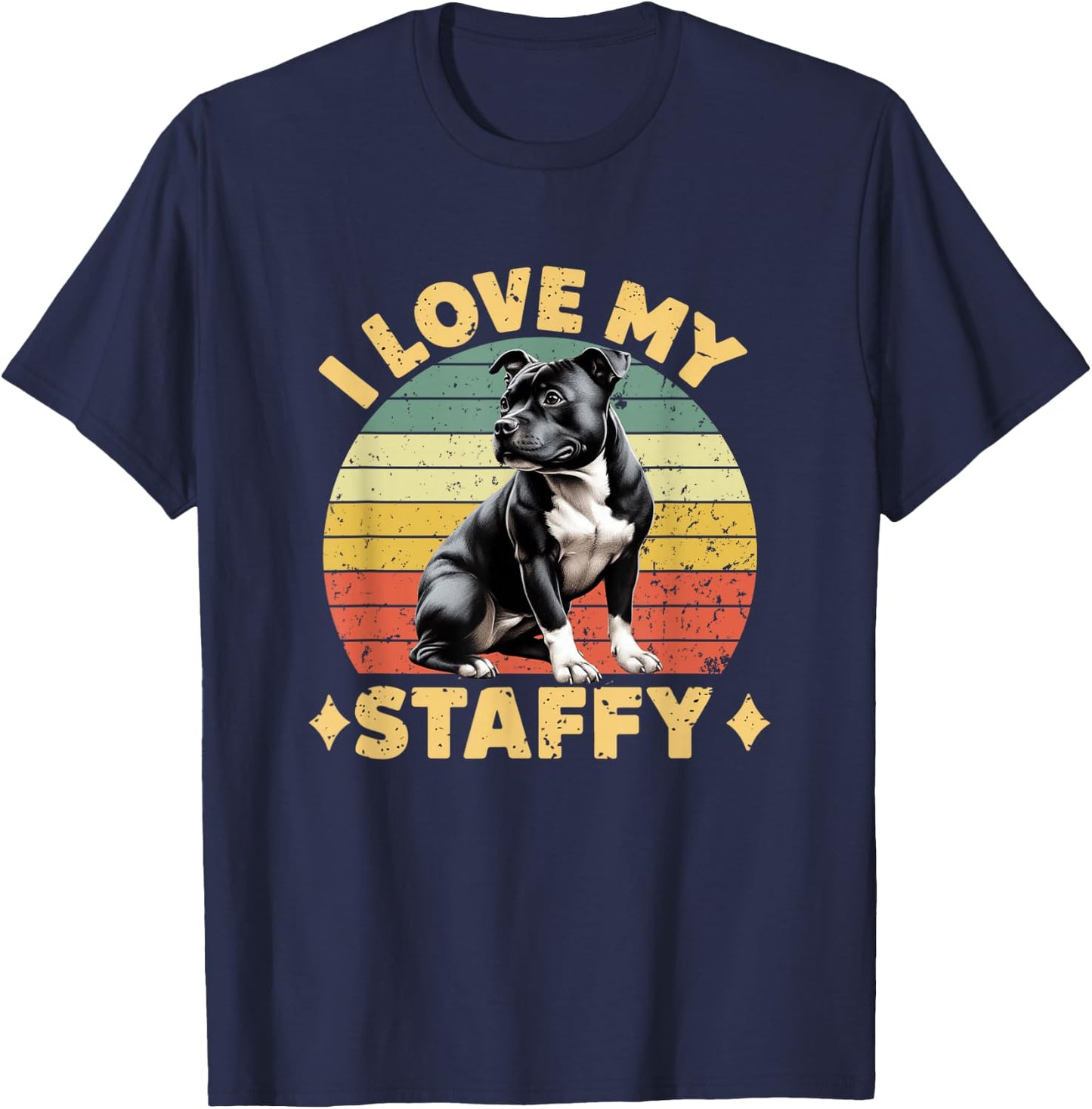 I Love My Staffy Dog Black Staffordshire Bull Terrier Owner T-Shirt - T-Shirt | Navy