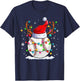 Baseball Santa Hat Reindeer Christmas Lights Funny Xmas T-Shirt - T-Shirt | Navy
