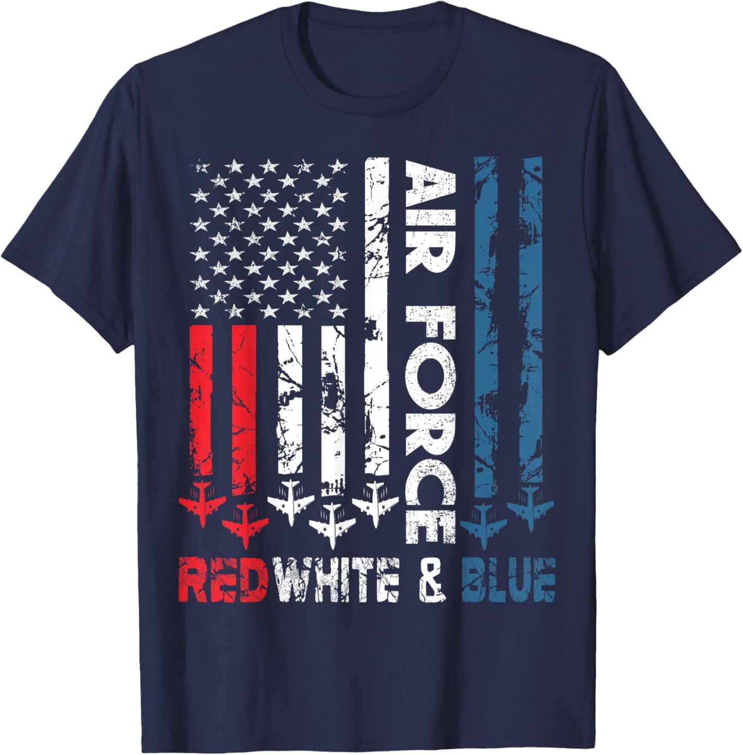 Air Force Red White and Blue 4th of July Vintage USA Flag T-Shirt - T-Shirt | Navy