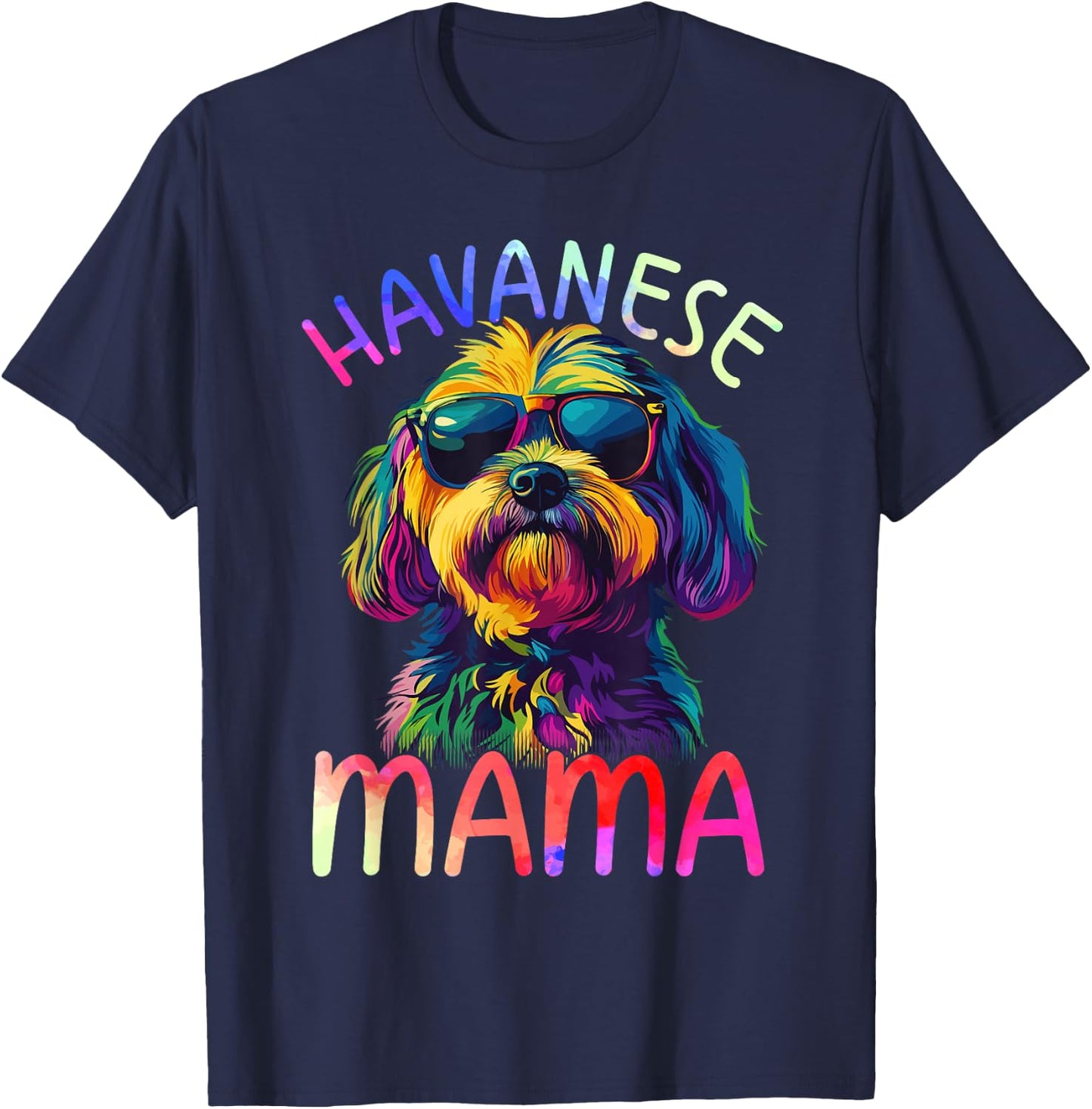 Havanese Mom Mama Colorful Pop Art Havanese T-Shirt - T-Shirt | Navy