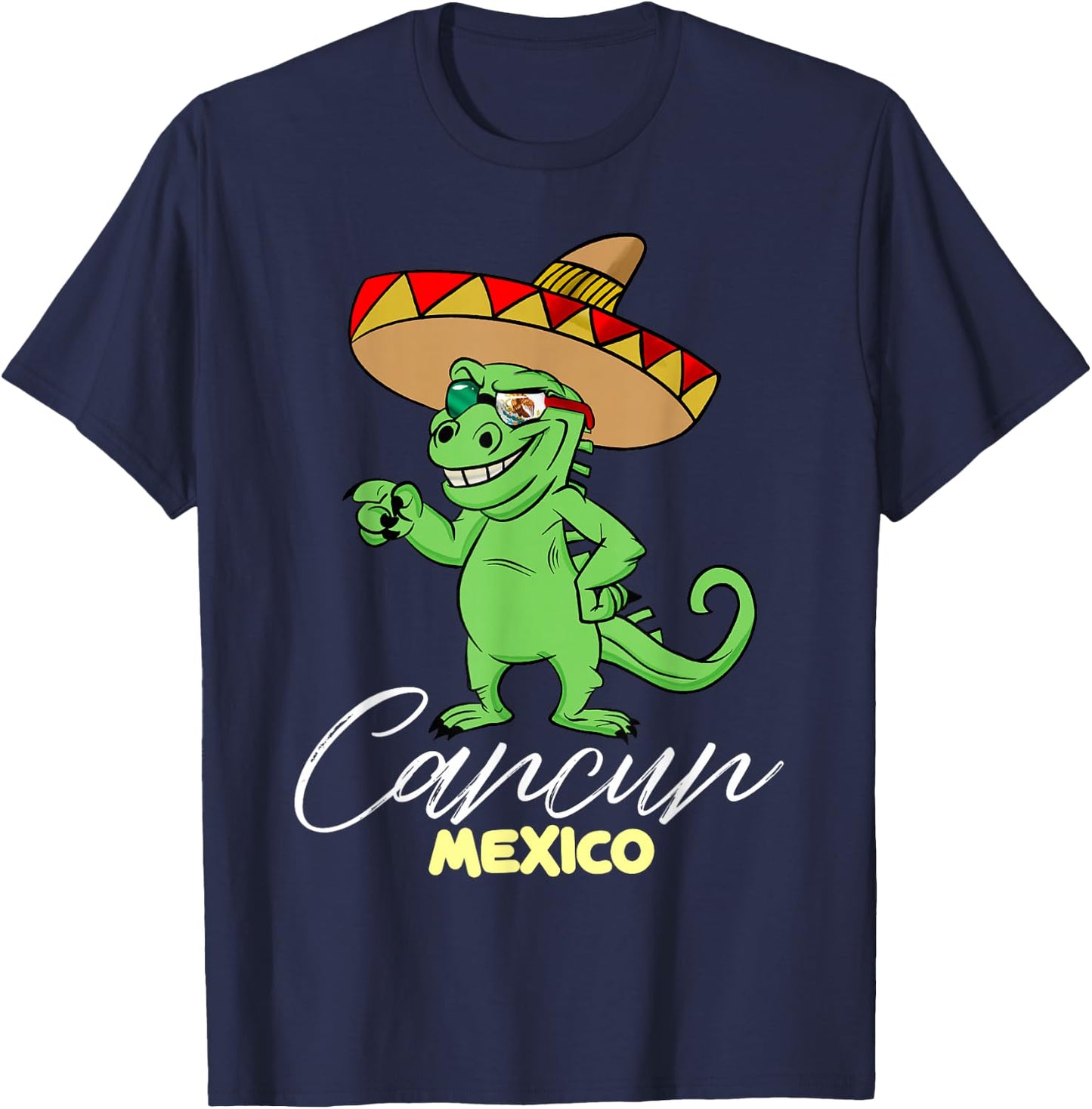 Cancun Mexico Mexican T Rex Dino Funny Cancun T-Shirt - T-Shirt | Navy
