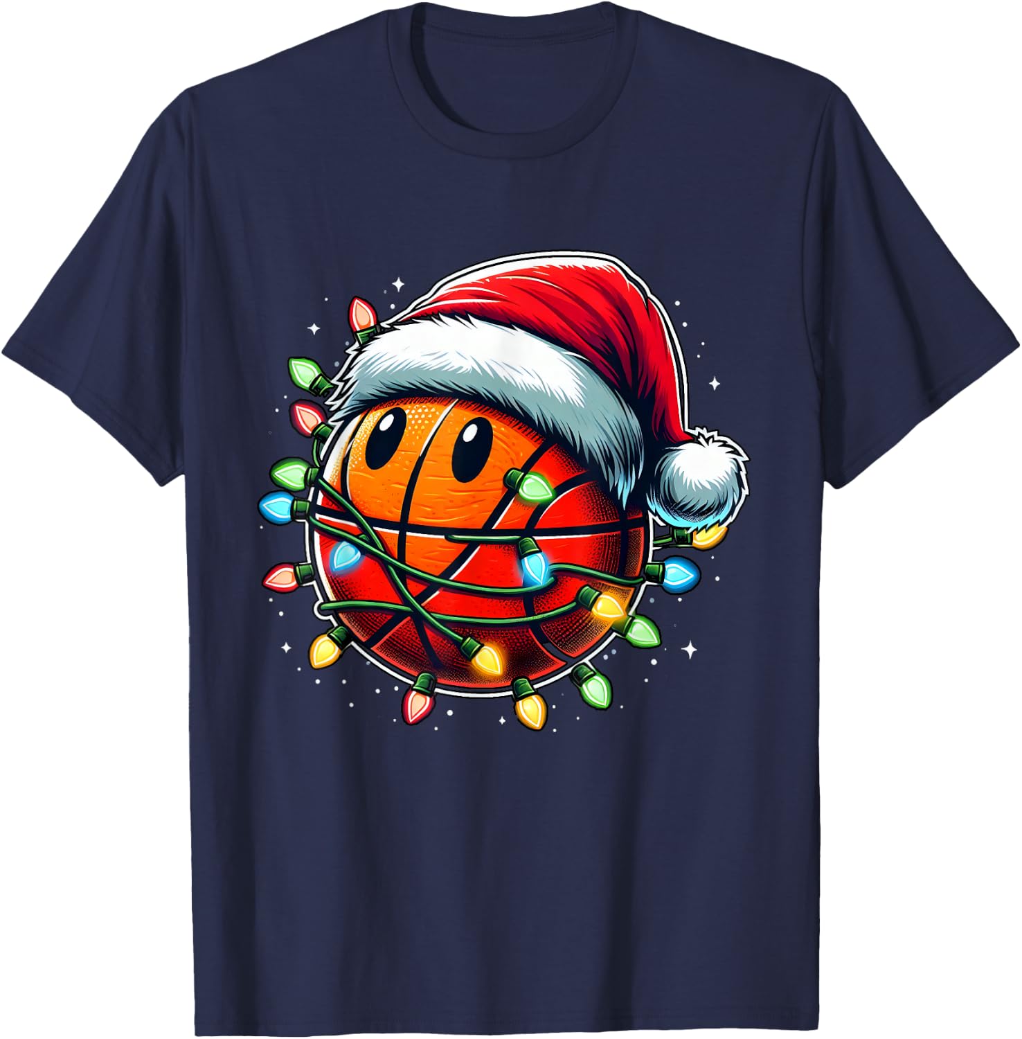 Christmas Basketball Xmas Santa Basketball Lover Boys Girls T-Shirt - T-Shirt | Navy