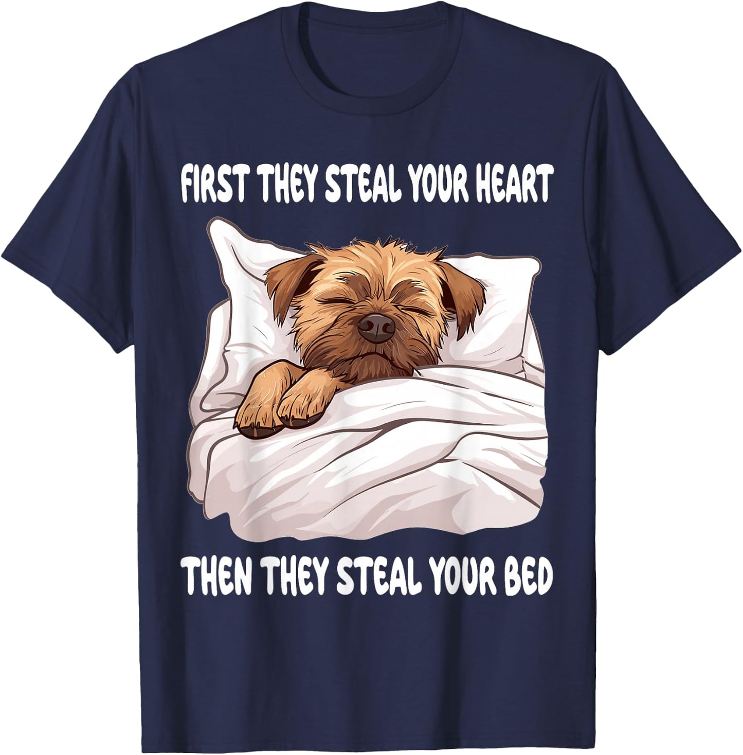 Border Terrier Sleeping Pajamas Nightgown T-Shirt - T-Shirt | Navy