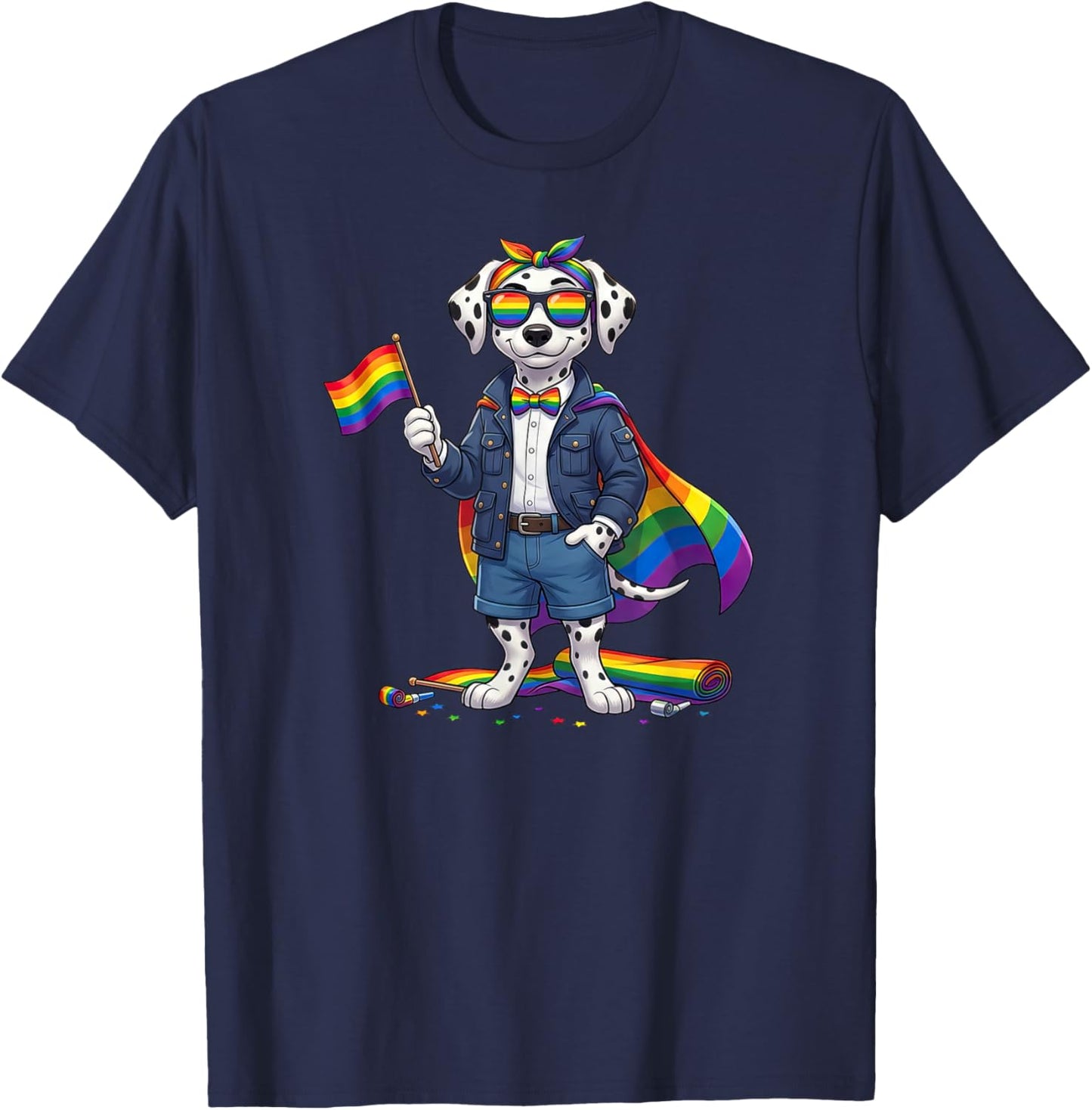 Funny Dalmatian LGBT Rainbow Lesbian Gay Pride Women Men T-Shirt - T-Shirt | Navy