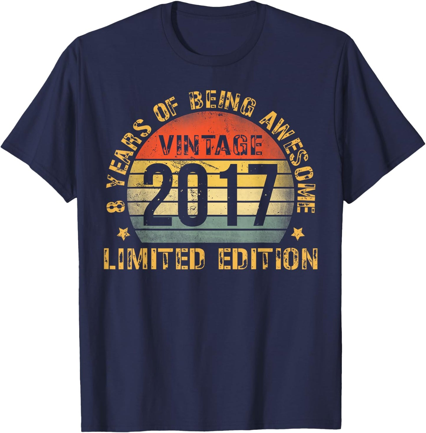 8 Year Old BDay Decorations Son Boy 8yr 2017 8th Birthday T-Shirt - T-Shirt | Navy