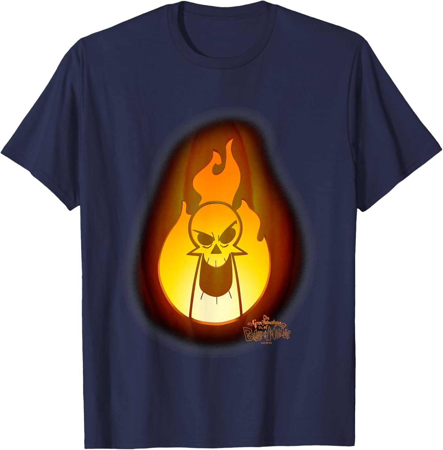 The Grim Adventures of Billy and Mandy Grim On Fire Big Logo T-Shirt - T-Shirt | Navy