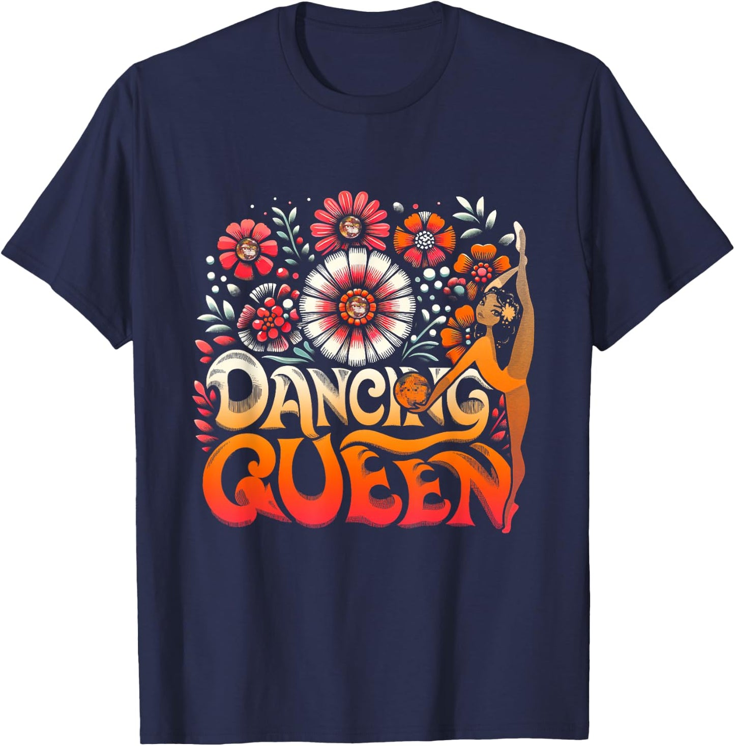 Dancing a Queen Dancing Vintage 70s 80s For Dance Parties T-Shirt - T-Shirt | Navy