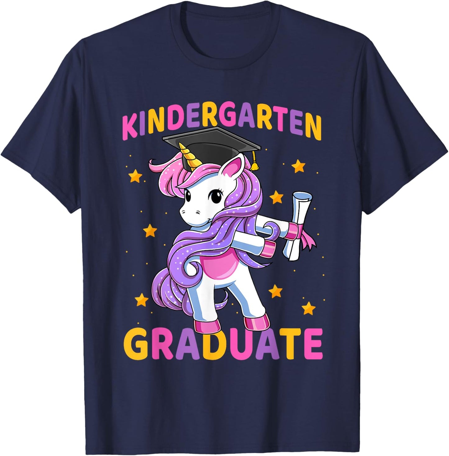 Flossing Unicorn Kindergarten Graduation for Girls Kids T-Shirt - T-Shirt | Navy