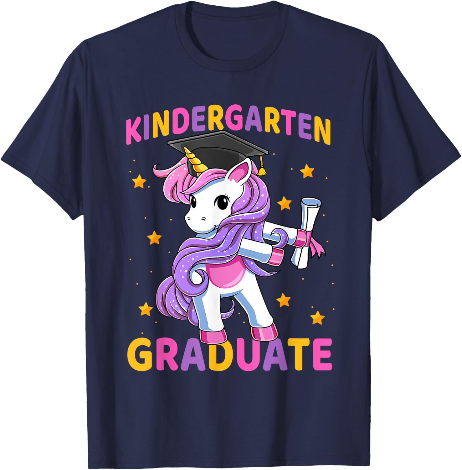Flossing Unicorn Kindergarten Graduation for Girls Kids T-Shirt - T-Shirt | Navy