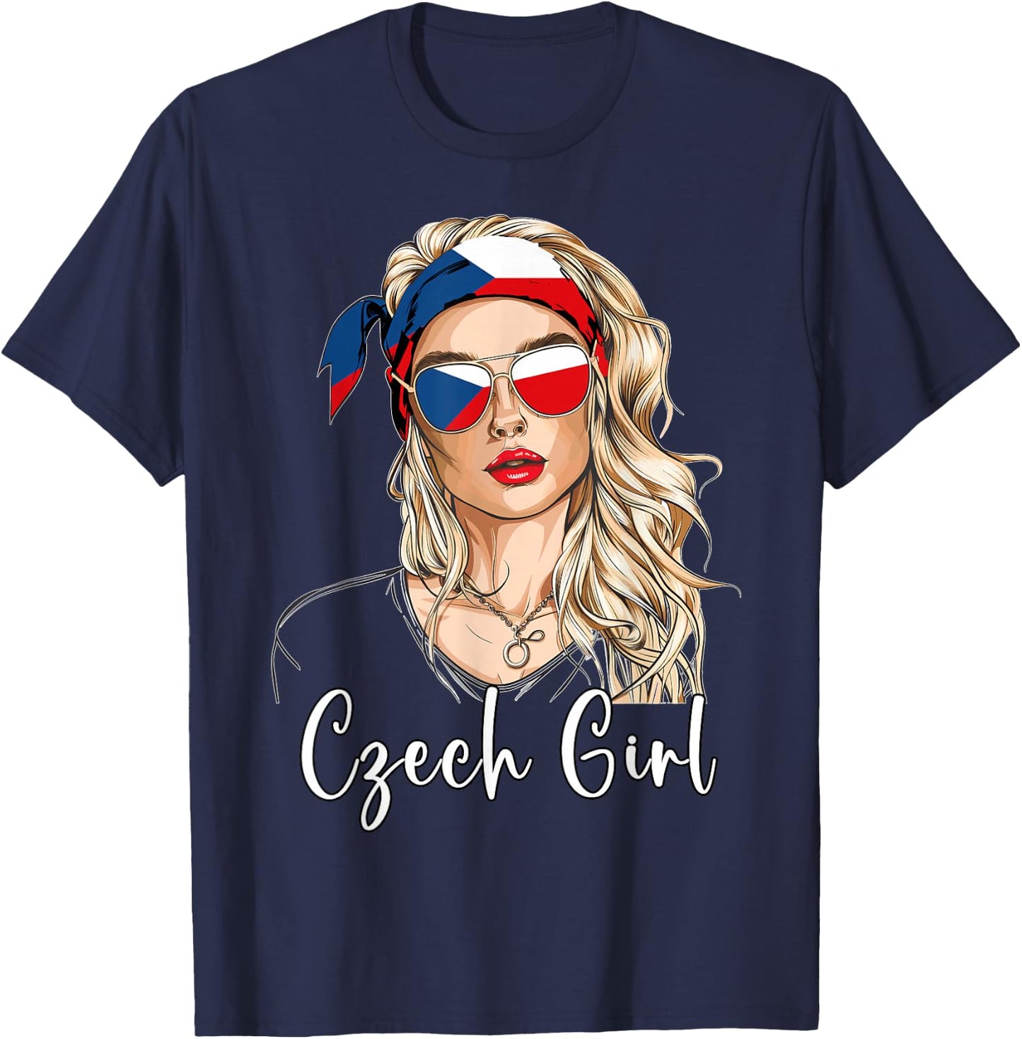Czech Flag Outfit for Woman Products Girl Czechia T-Shirt - T-Shirt | Navy