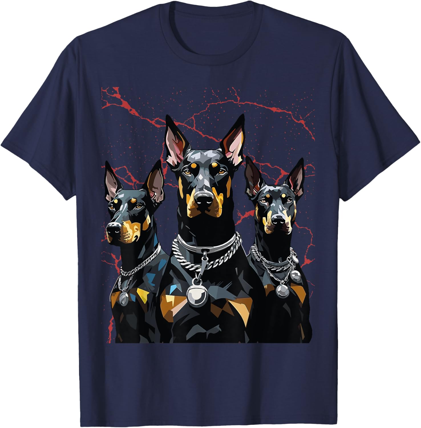Doberman & Giftideas Doberman Dogs - -Adults/Kids - Black - Short Sleeve - Classic Fit - Cotton/Polyester - Small T-Shirt - T-Shirt | Navy