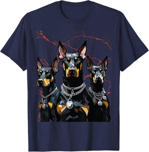 Doberman & Giftideas Doberman Dogs - -Adults/Kids - Black - Short Sleeve - Classic Fit - Cotton/Polyester - Small T-Shirt - T-Shirt | Navy