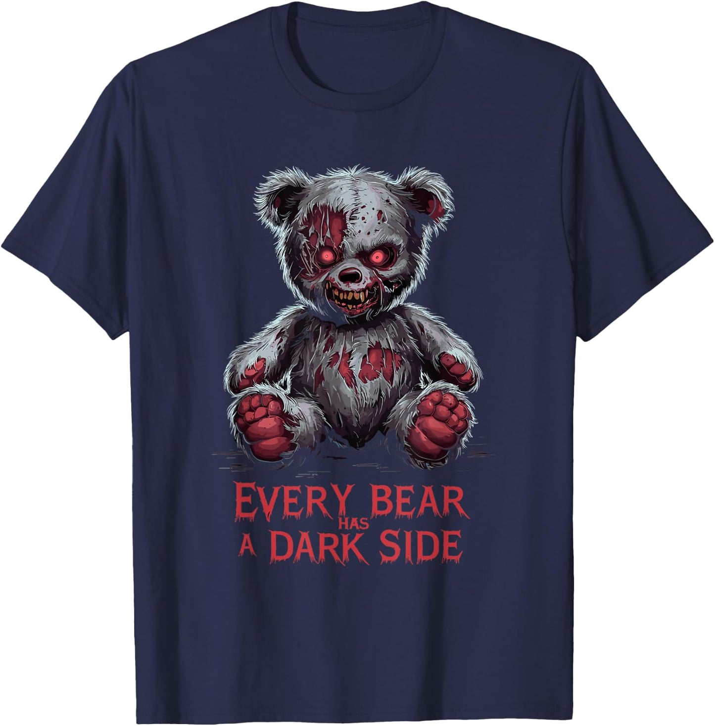 Terrible Teddy Scary Plush Horror Teddy Bear Scary T-Shirt - T-Shirt | Navy