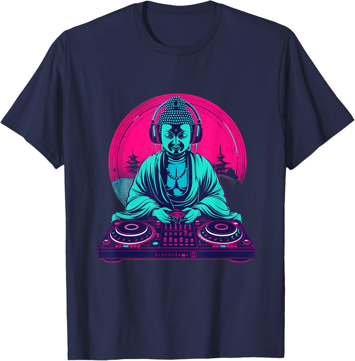 Buddha DJ Techno EDM House Buddhism Turntable DJ Buddha T-Shirt - T-Shirt | Navy