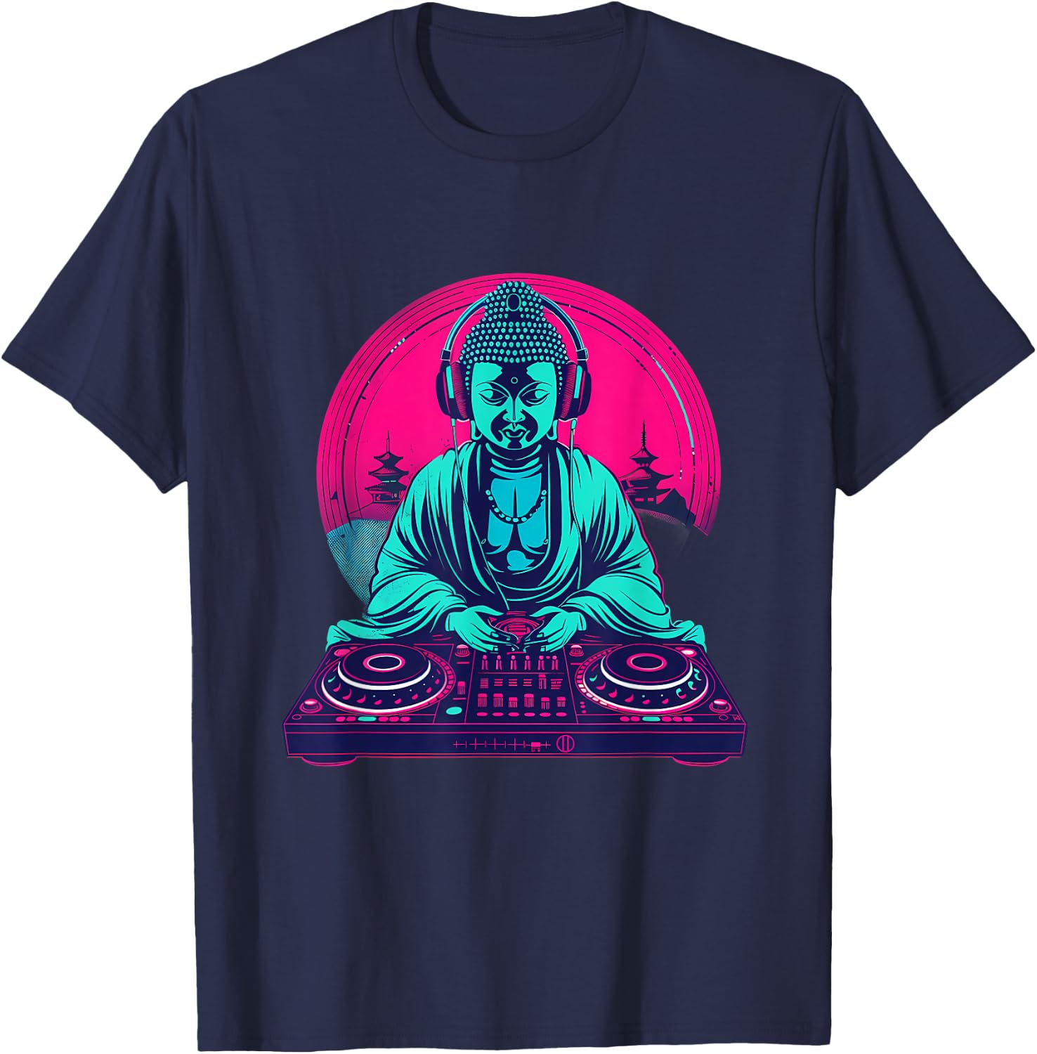Buddha DJ Techno EDM House Buddhism Turntable DJ Buddha T-Shirt - T-Shirt | Navy