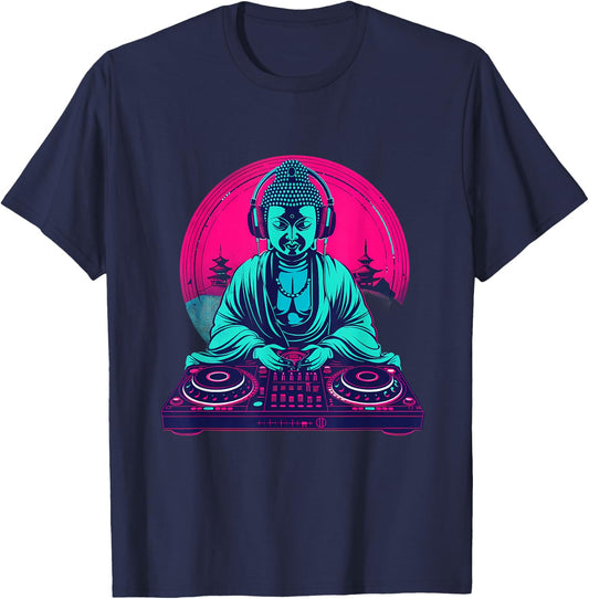 Buddha DJ Techno EDM House Buddhism Turntable DJ Buddha T-Shirt - T-Shirt | Navy