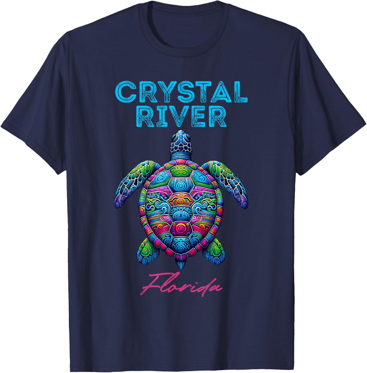 Crystal River Florida Tribal Beach Sea Turtle T-Shirt - T-Shirt | Navy