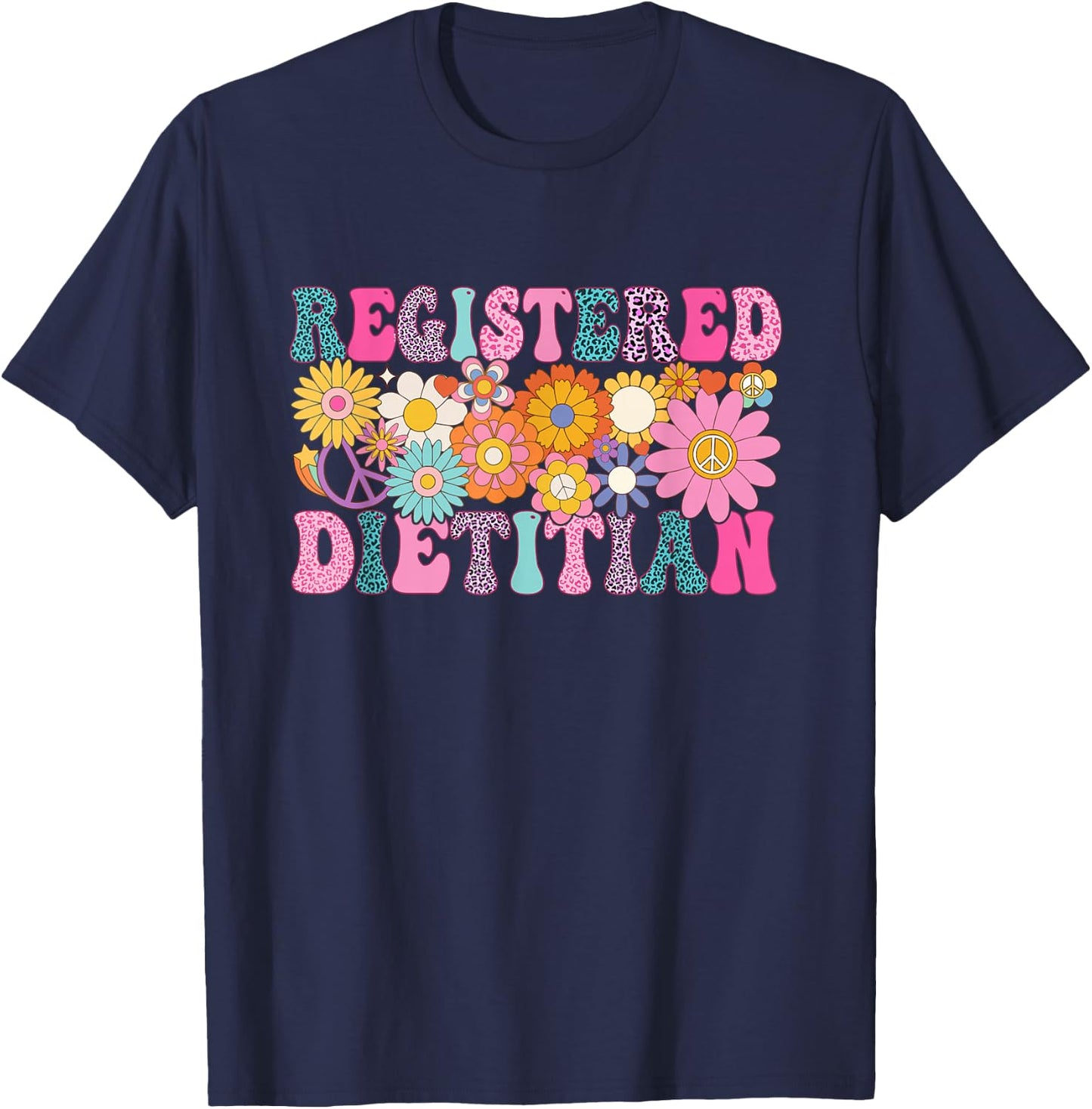 Registered Dietitian Week Groovy Appreciation Day T-Shirt - T-Shirt | Navy