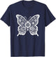 Floral Butterfly Graphic Art Design And Girls T-Shirt - T-Shirt | Navy