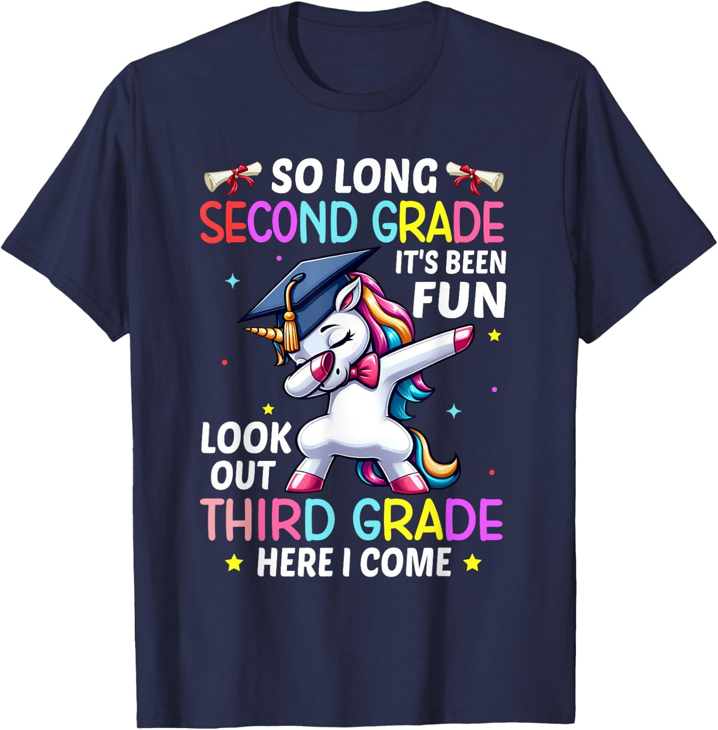 So Long 2nd Grade 3rd Grade Here I Come Unicorn Graduation T-Shirt - T-Shirt | Navy
