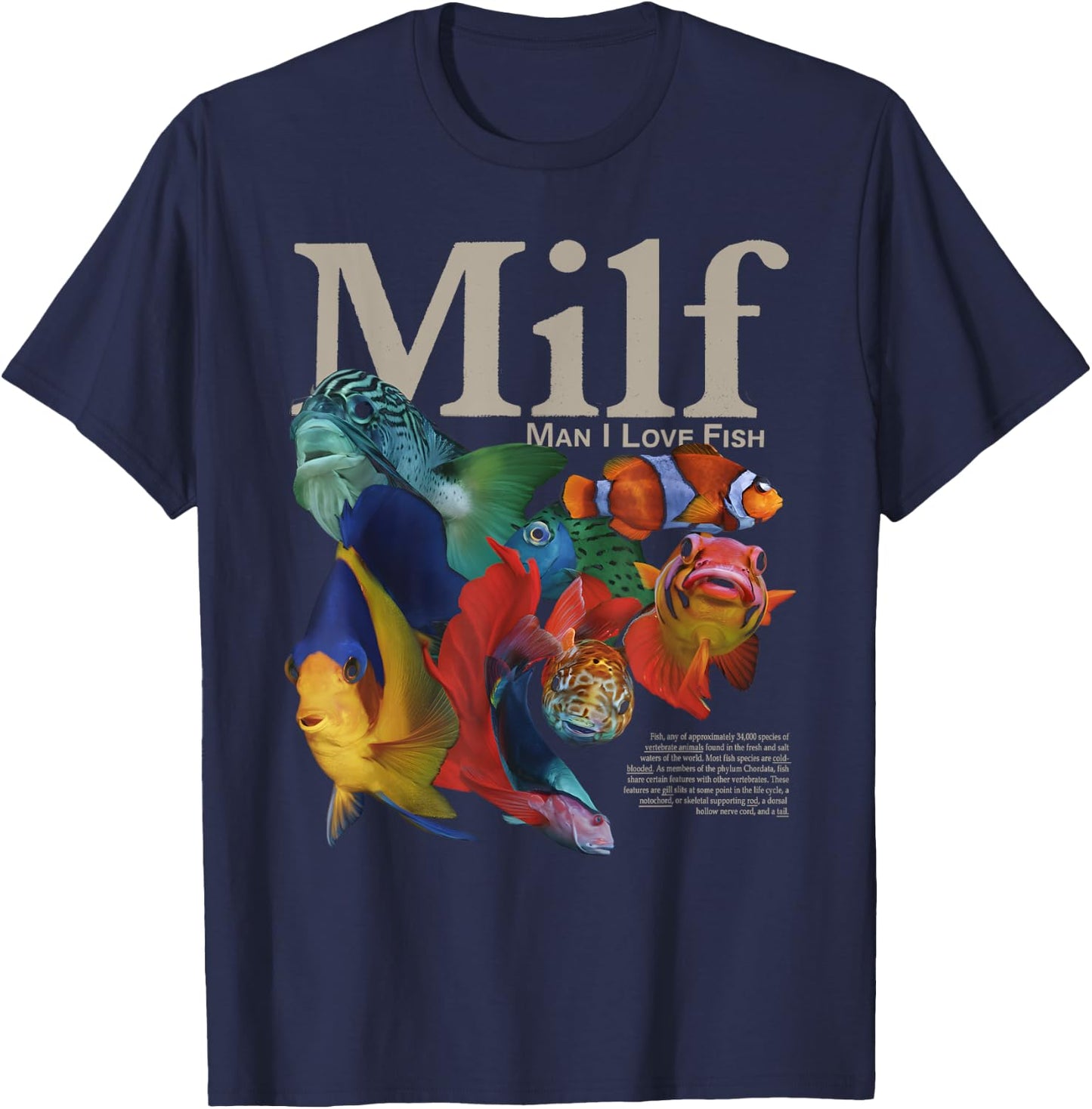 MILF Man I Love Fish Funny T-Shirt - T-Shirt | Navy