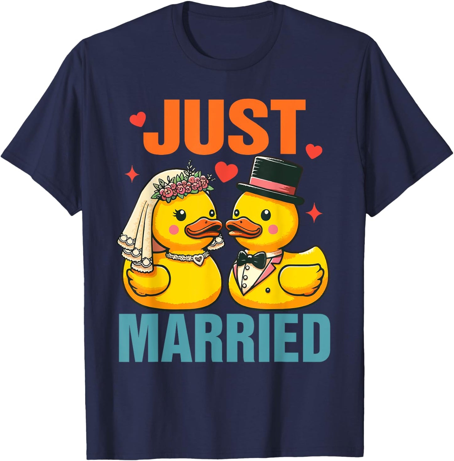 Bride & Groom Newlywed Wedding Rubber Ducks Just Married T-Shirt - T-Shirt | Navy