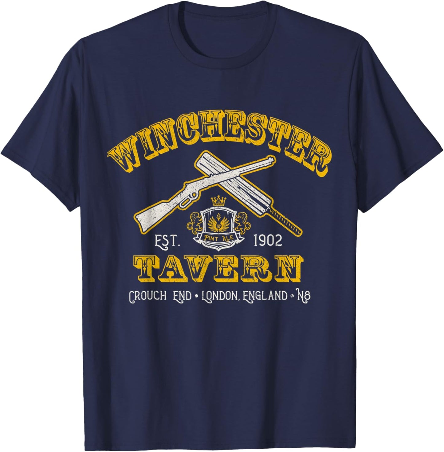 Winchester Shaun Of Zombie Movie Tavern The Dead T-Shirt - T-Shirt | Navy