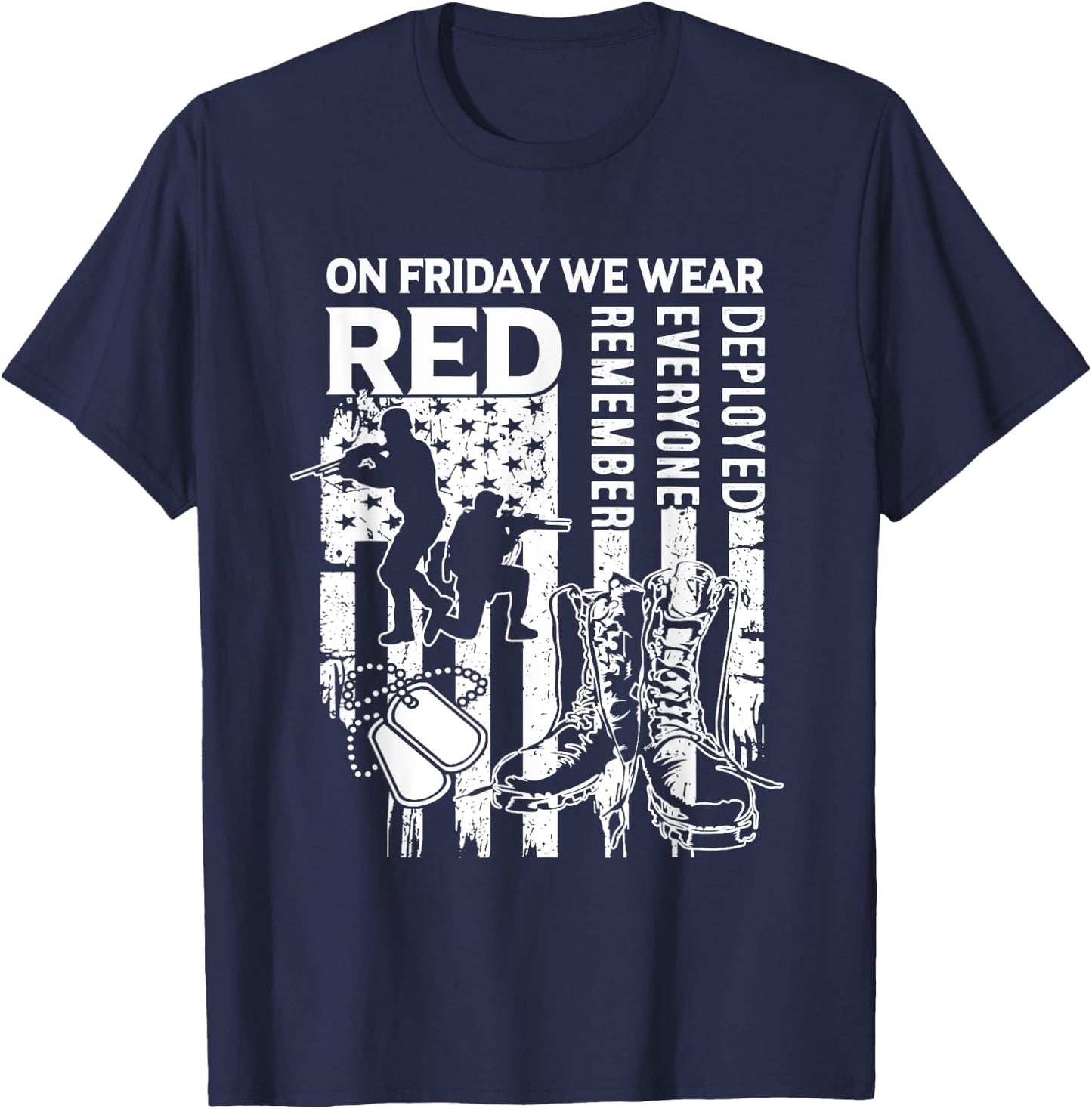 Red Friday Military Shirt On Friday We Wear Red Veteran T-Shirt - T-Shirt | Navy