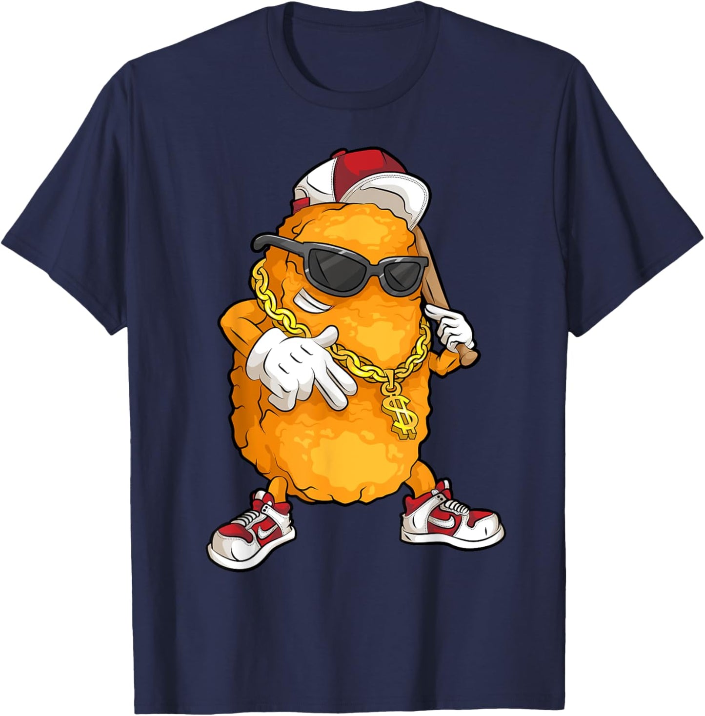Cool Chicken Nugget Art For Boys Kids Chicken Nugget Lover T-Shirt - T-Shirt | Navy