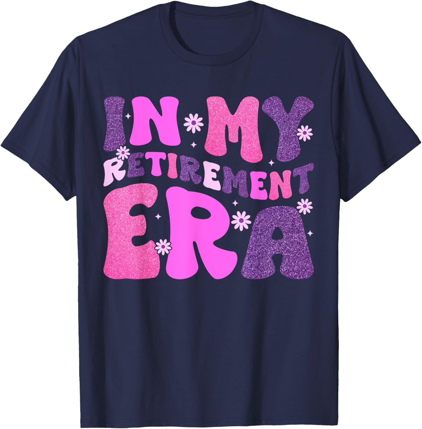 In My Retirement Era Retro Groovy Teacher Retired 2024 Women T-Shirt - T-Shirt | Navy