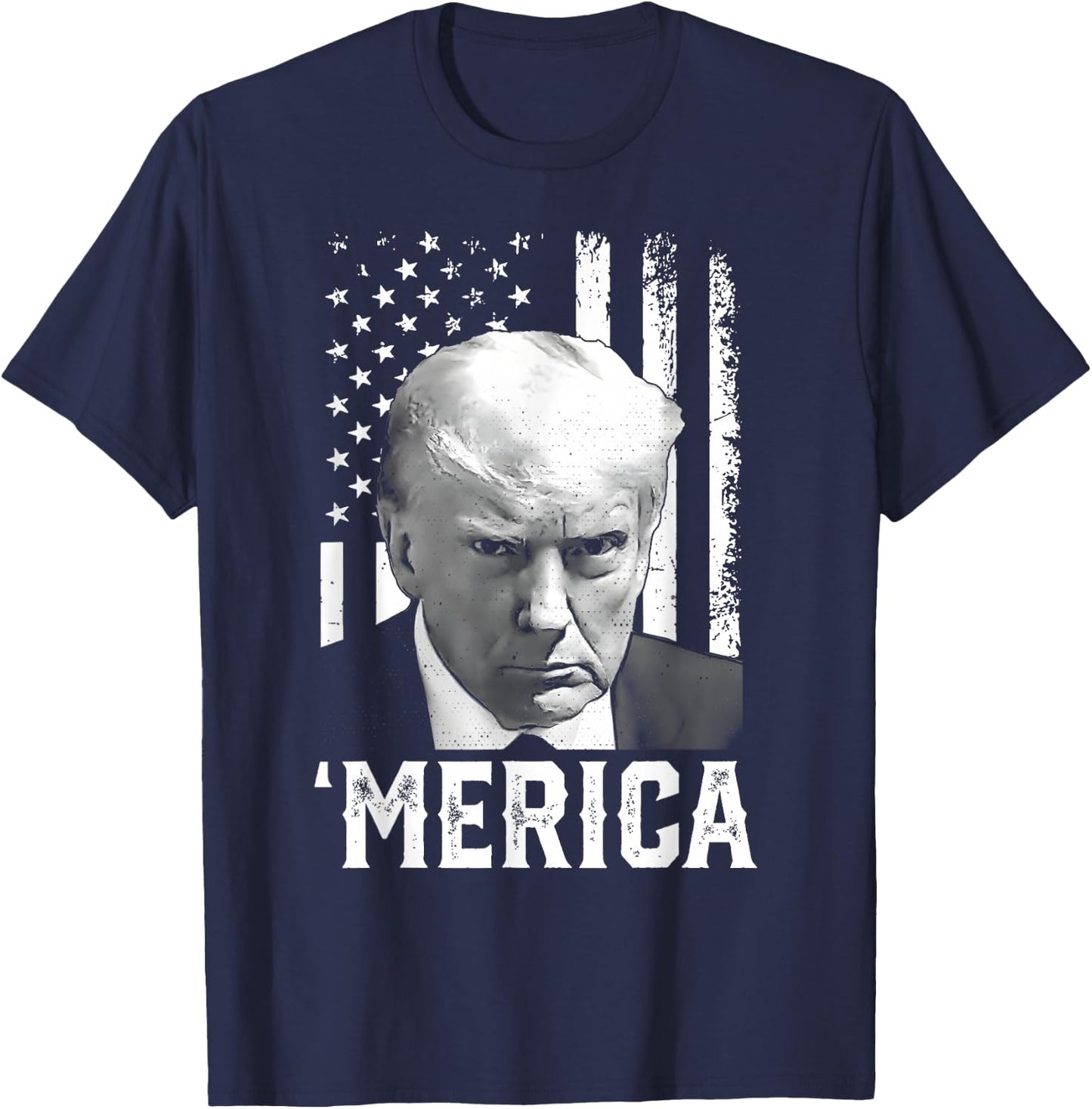 'MERICA TRUMP Happy 4th Of July Trump American Flag Gifts T-Shirt - T-Shirt | Navy