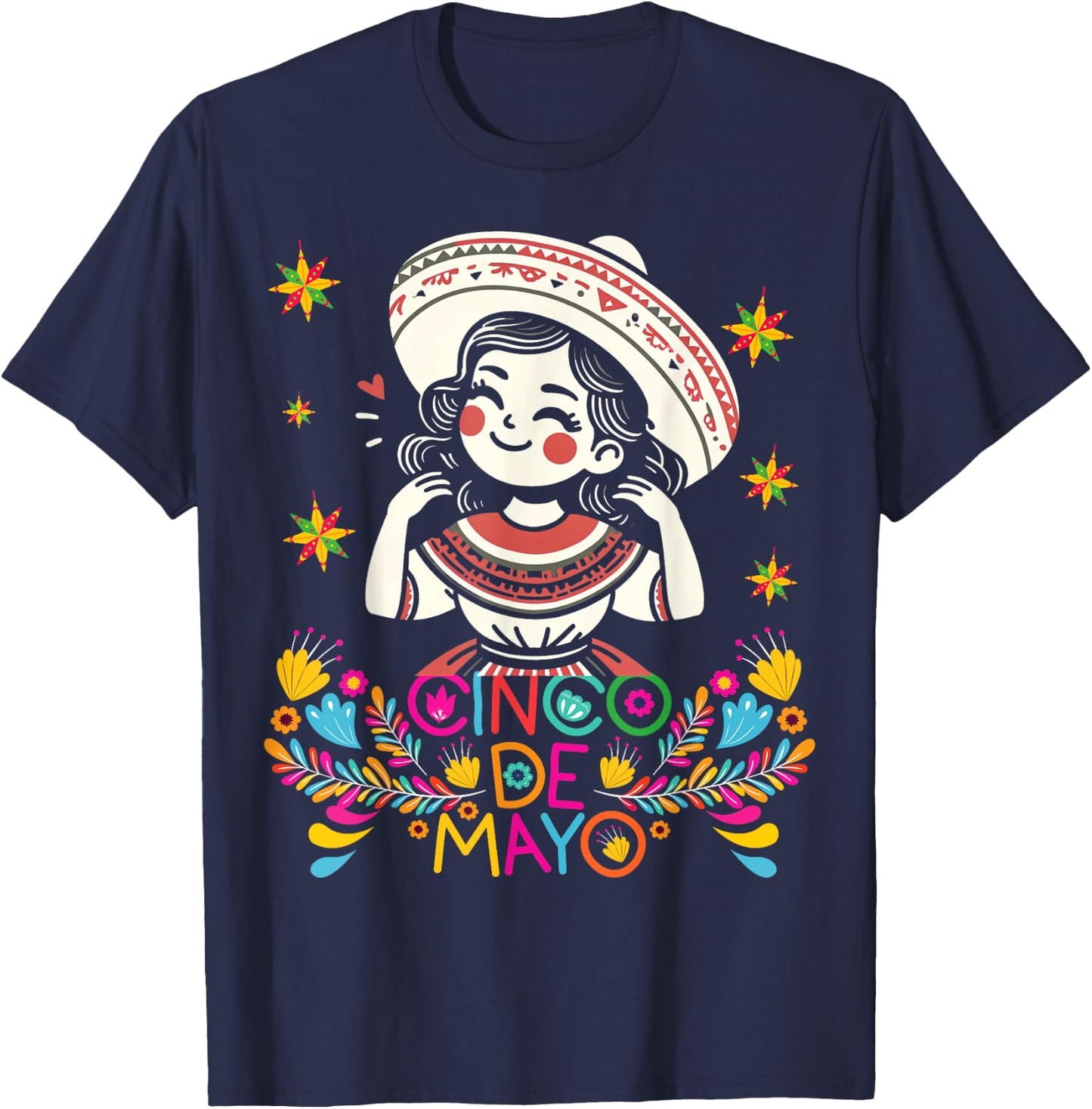 Cinco De Mayo Mexican Poncho 5 De Mayo Anime Cute Girl T-Shirt - T-Shirt | Navy