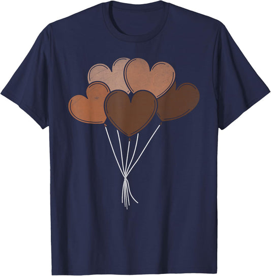 Melanin Skin Tone Hearts Juneteenth Black History Women Kids T-Shirt - T-Shirt | Navy
