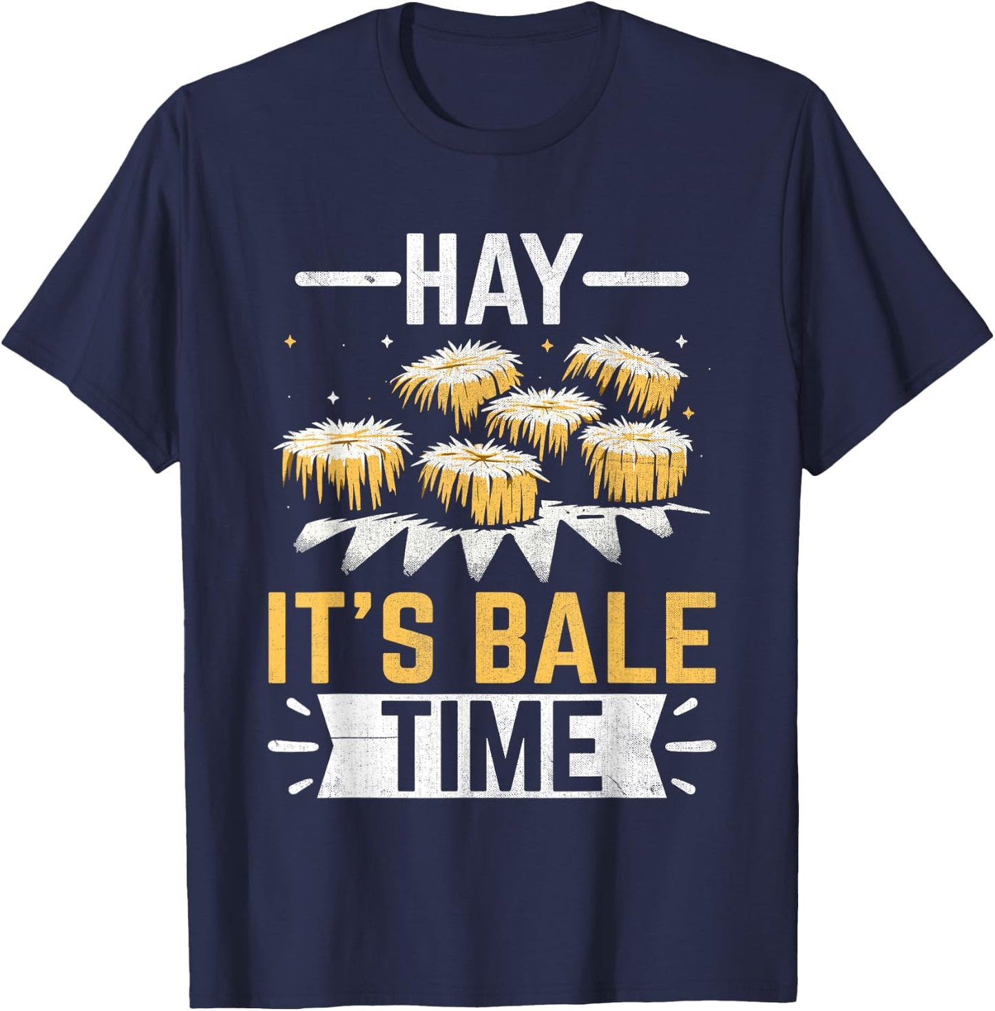 Funny Hay Bale Farming Farmer Bale of Hay Baled Farm T-Shirt - T-Shirt | Navy
