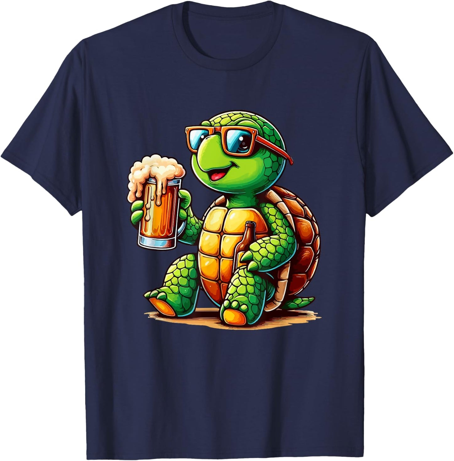 Turtle Drinking Beer Oktoberfest Holiday German Funny Party T-Shirt - T-Shirt | Navy