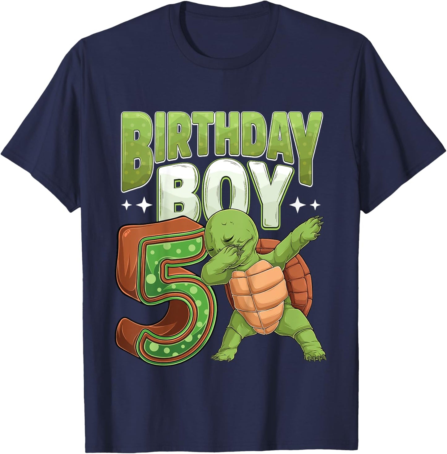 Kids 5 year old Turtle animal lovers 5th Birthday Boy T-Shirt - T-Shirt | Navy