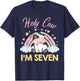Holy Cow I'm Seven Rainbow Cow 7 Year Old 7th Birthday Girl T-Shirt - T-Shirt | Navy
