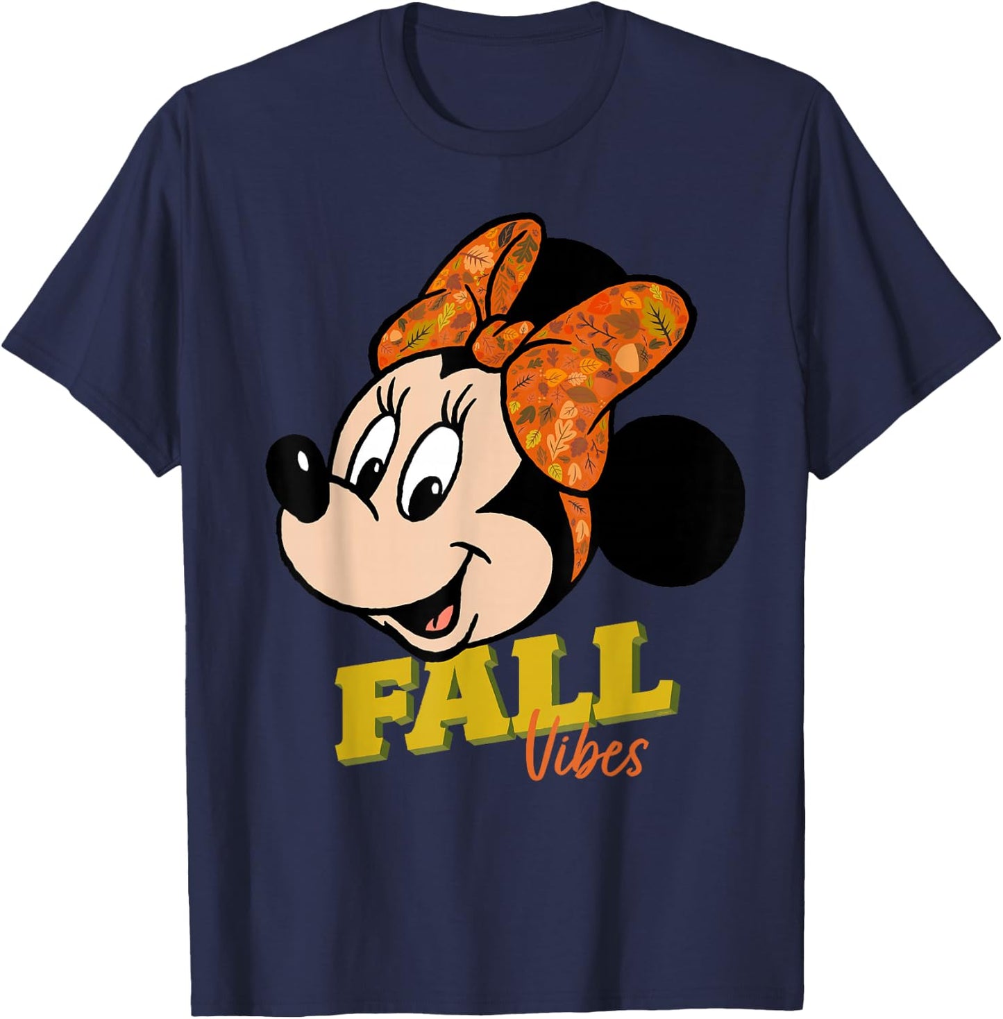 Disney Minnie Mouse Fall Vibes Autumn Leaves T-Shirt - T-Shirt | Navy