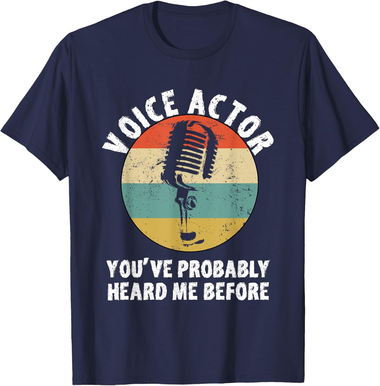 Voice Actor Design Vintage Microphone Voice Over Artist T-Shirt - T-Shirt | Navy