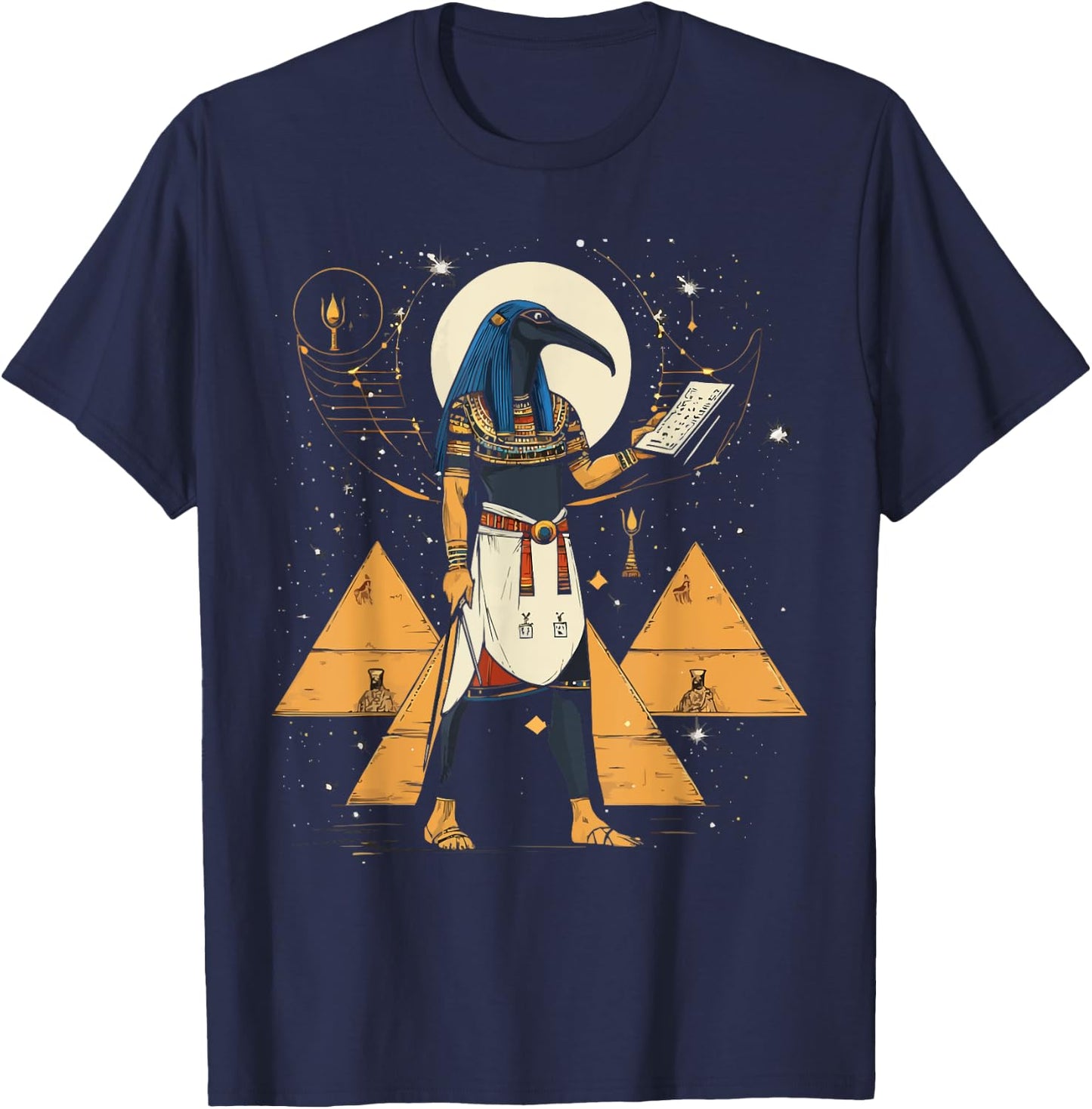 Thoth Egyptian God Egyptian Mythology Pyramid Ancient Egypt T-Shirt - T-Shirt | Navy
