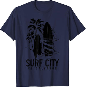 Surf City El Salvador Vintage Surfer T-Shirt - T-Shirt | Navy