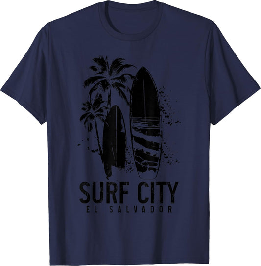 Surf City El Salvador Vintage Surfer T-Shirt - T-Shirt | Navy