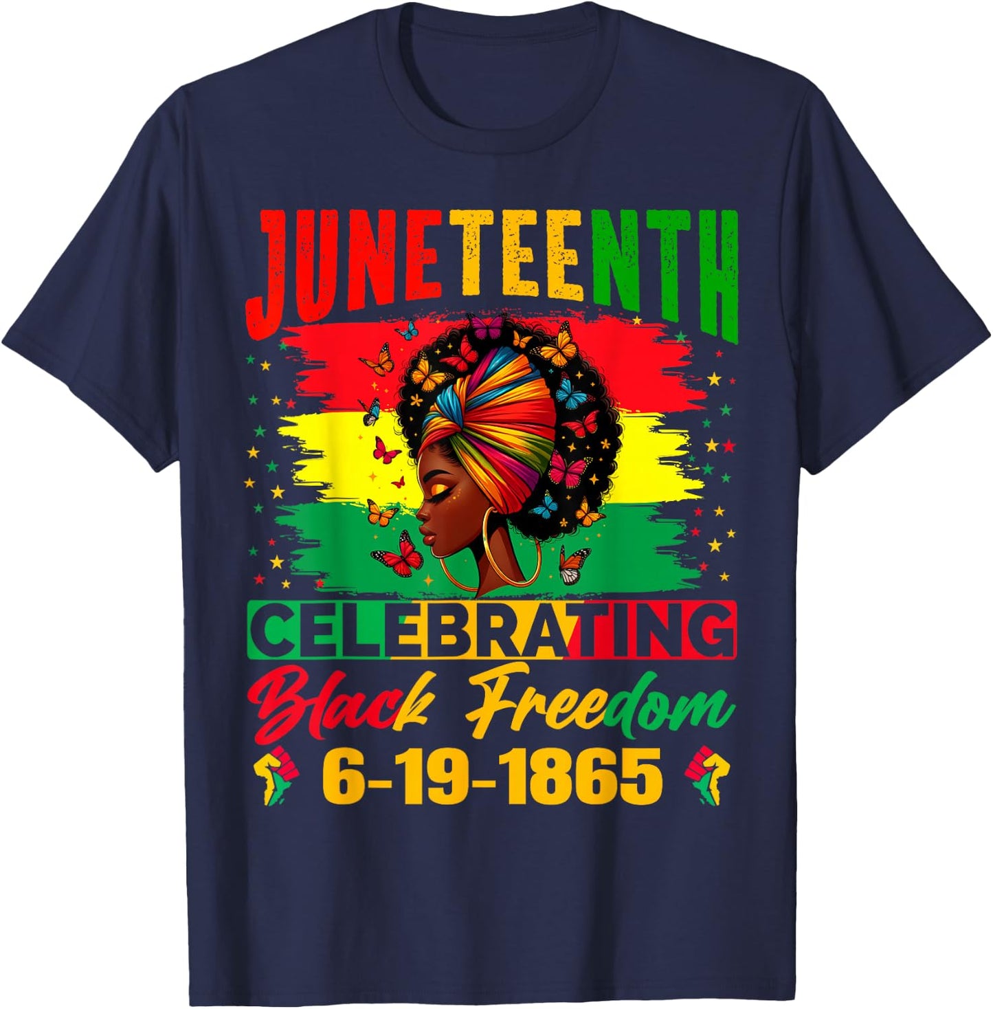 Juneteenth Women Celebrating Black Freedom Juneteenth 1865 T-Shirt - T-Shirt | Navy