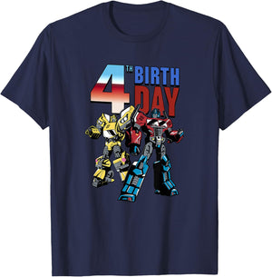 Transformers 4th Birthday Optimus Prime and Bumblebee Poster T-Shirt - T-Shirt | Navy