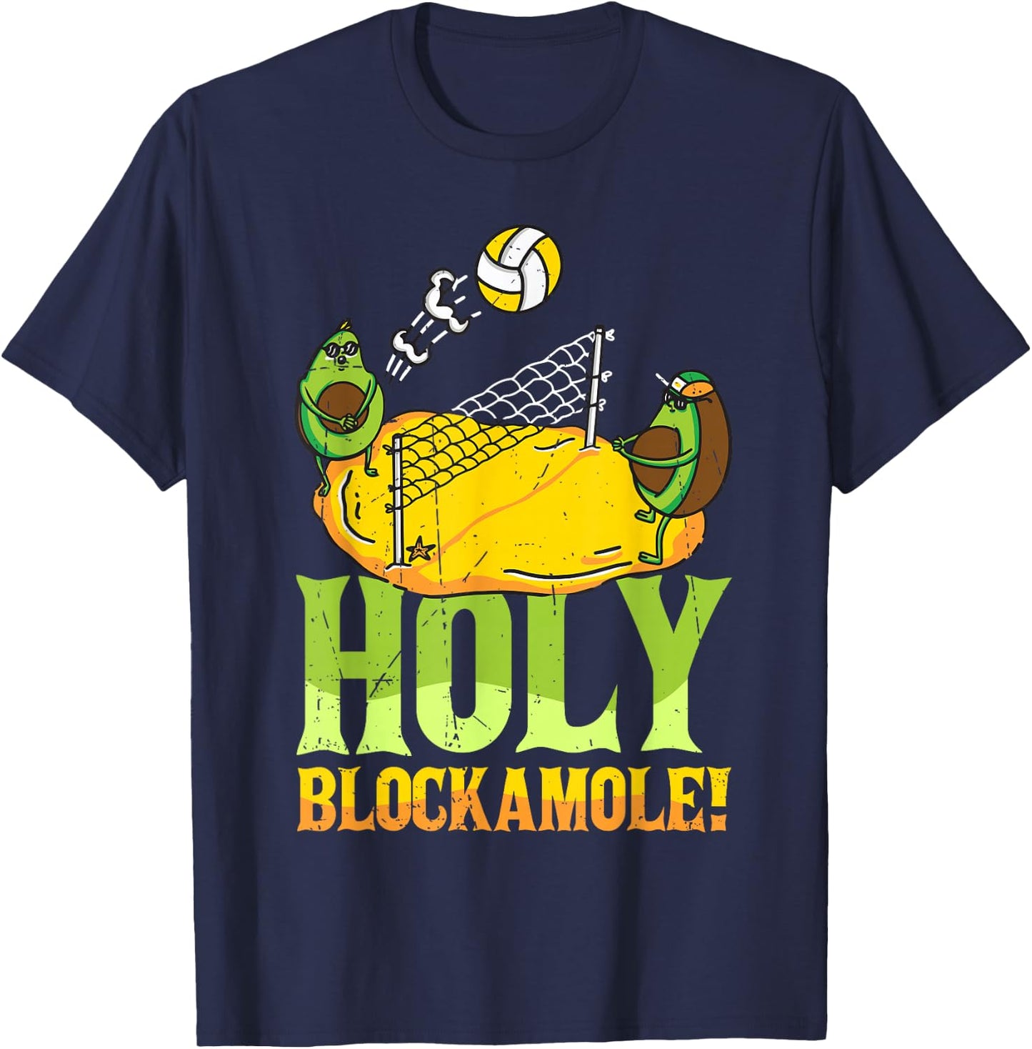 Holy Blockamole Volleyball Match Block Avocado Women T-Shirt - T-Shirt | Navy