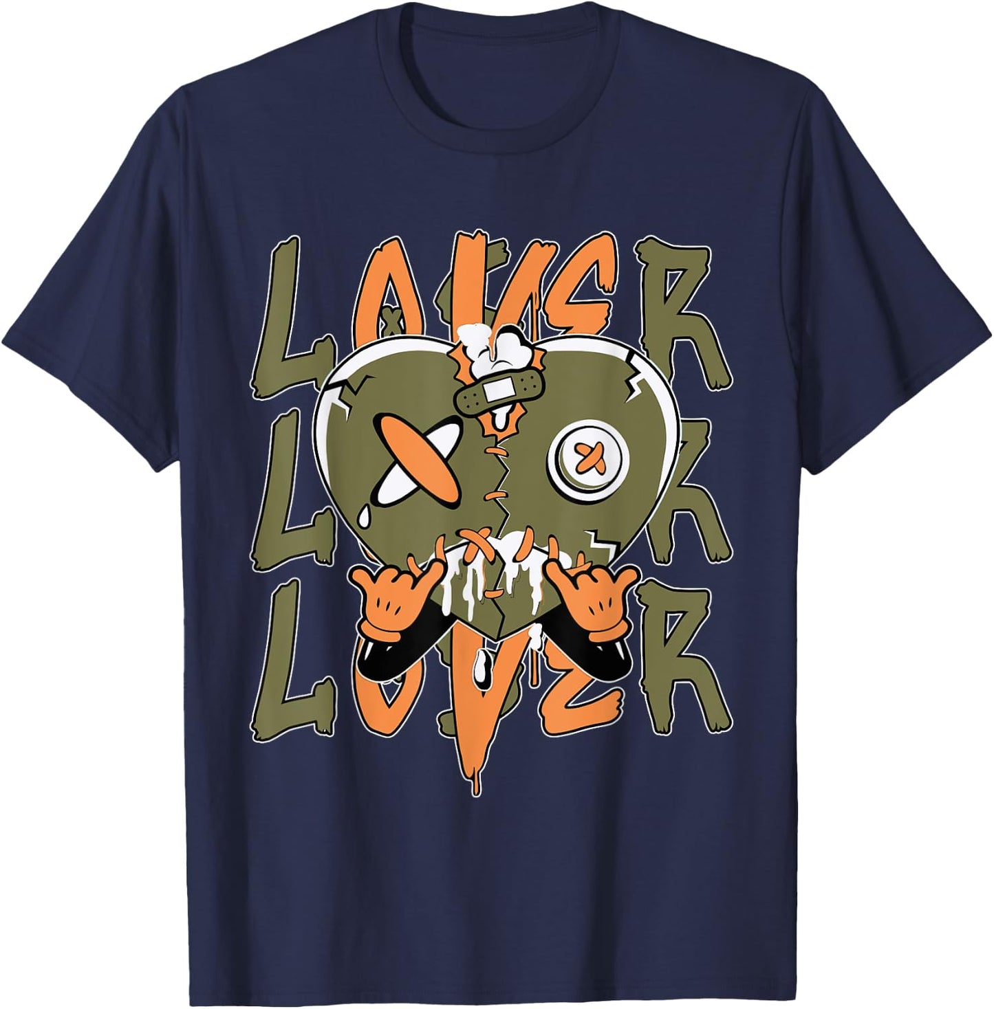Loser Lover Drip Heart Olive Green 5s Matching Women T-Shirt - T-Shirt | Navy