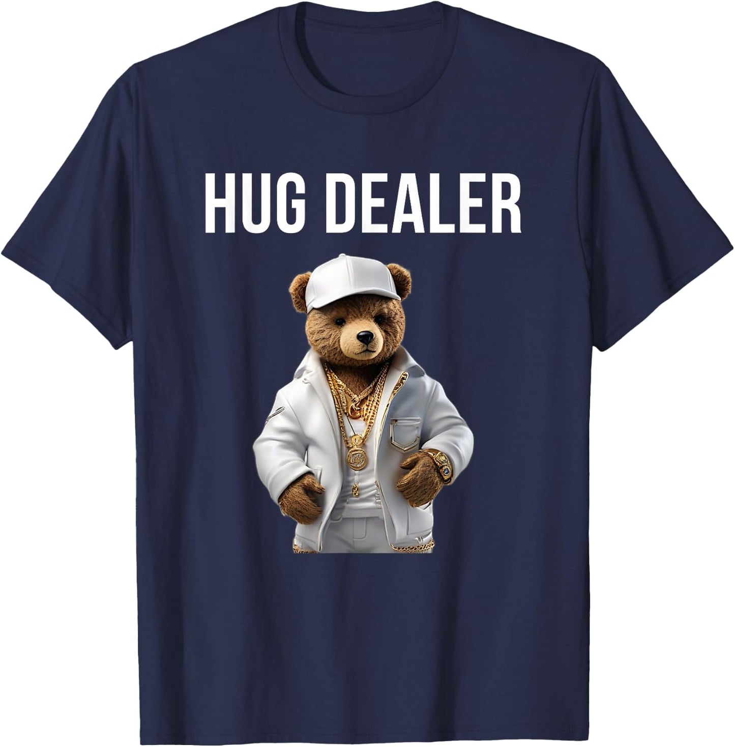 Cool Gangster Teddy Bear as Hug Dealer for Smile & Fun T-Shirt - T-Shirt | Navy