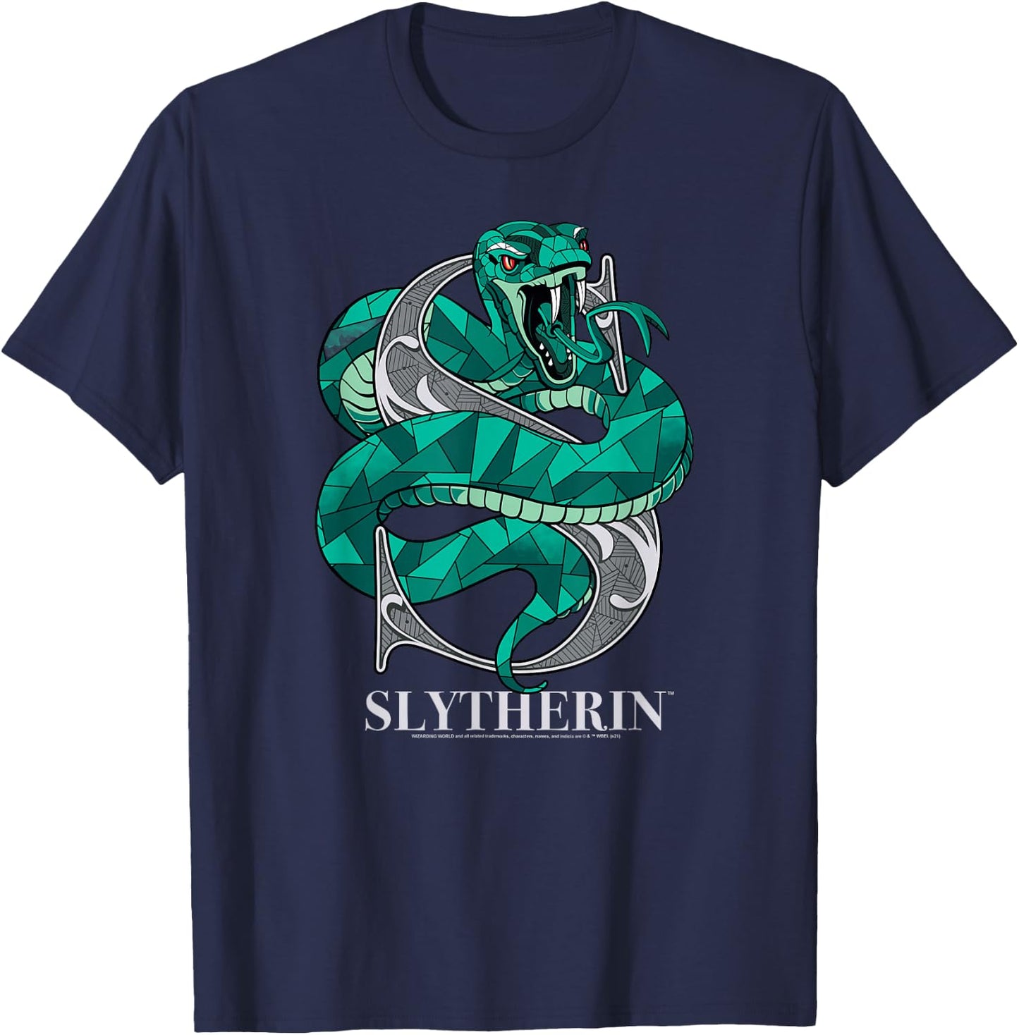 Harry Potter Mosaic Slytherin with Snake T-Shirt - T-Shirt | Navy